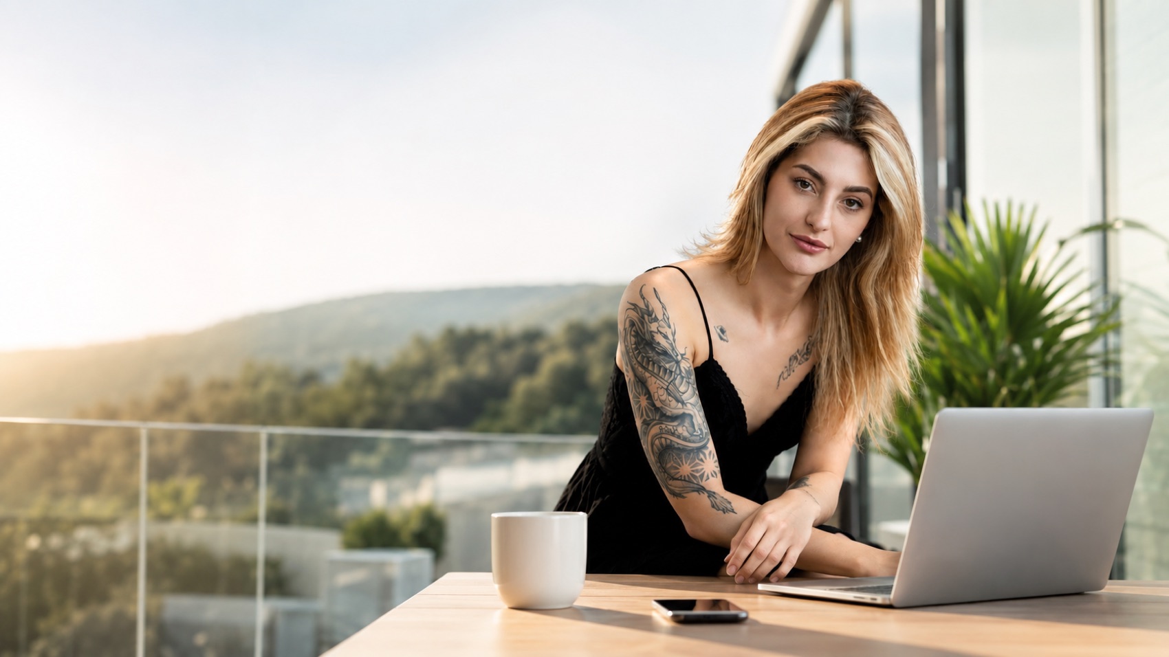 Frau arbeitet flexibel mit Laptop – ortsunabhängig etwas aufbauen
